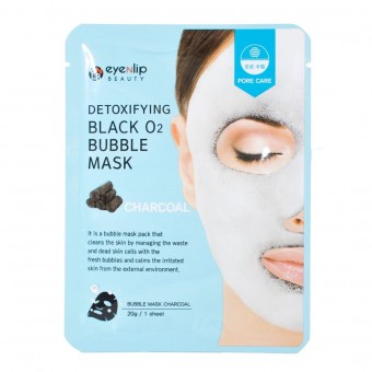 Eyenlip Detoxifying Black O2 Bubble Mask Charcoal - Маска тканевая кислородная с углем